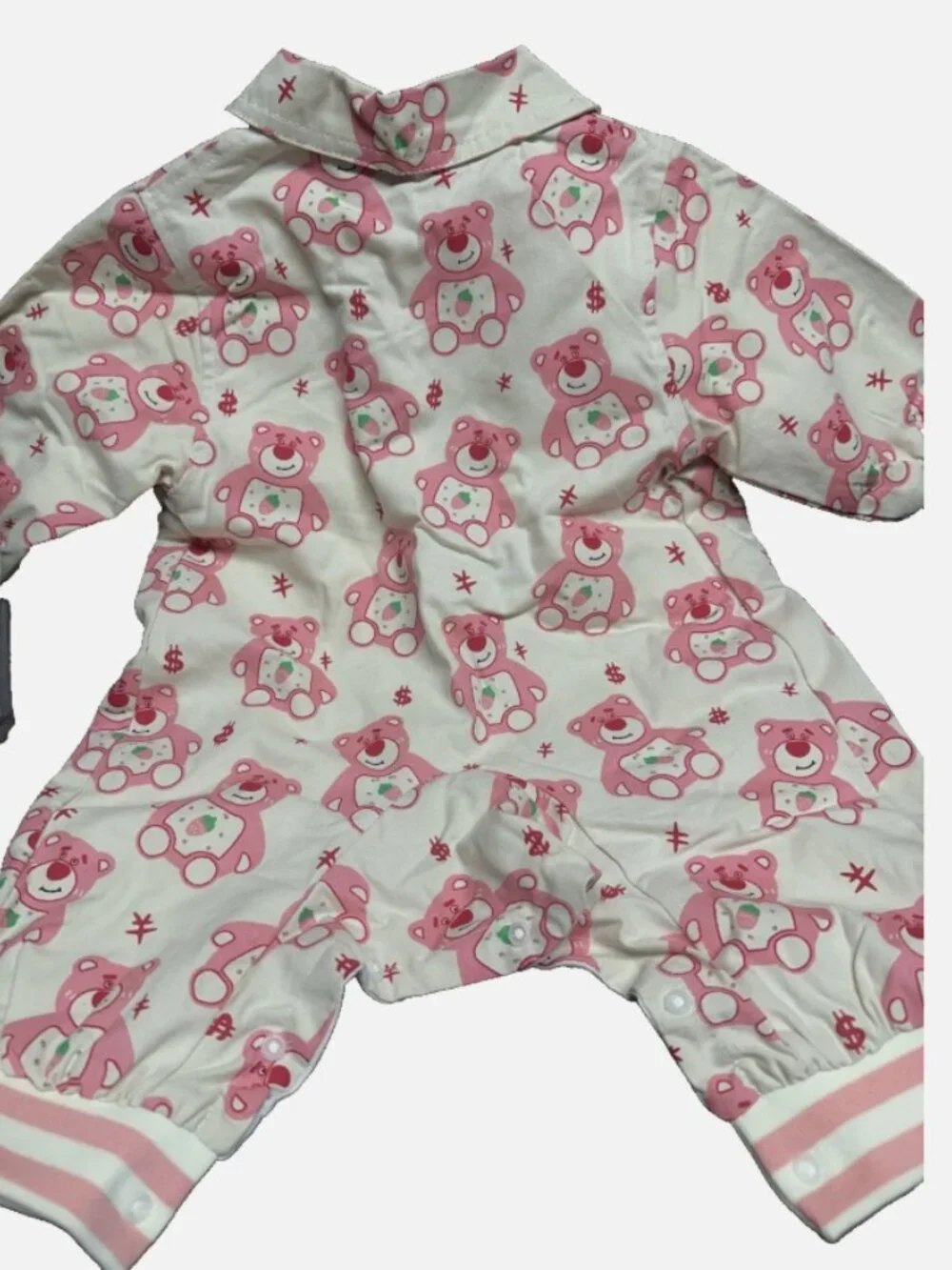 Children's long sleeved jumpsuit with strawberry bear print